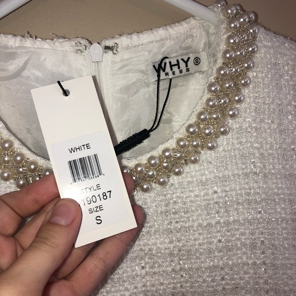 NWT WHY Dress Pearl Neck Line Dress - Picture 3 of 6